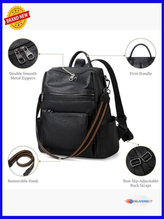 Faux Leather Backpack Purse for Women Travel Work Handbags Shoulder Bag main image 5